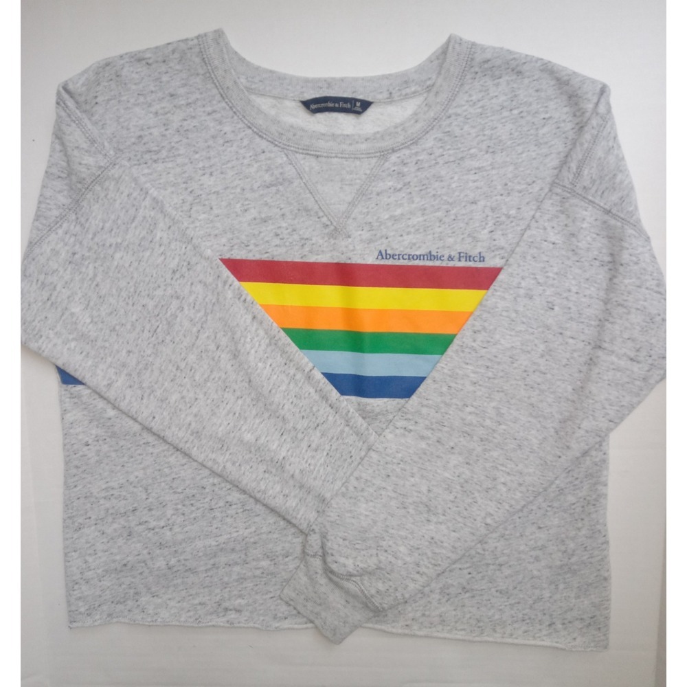 Abercrombie Fitch A&F Crop Sweatshirt  Rainbow Gray Size‎ Med.